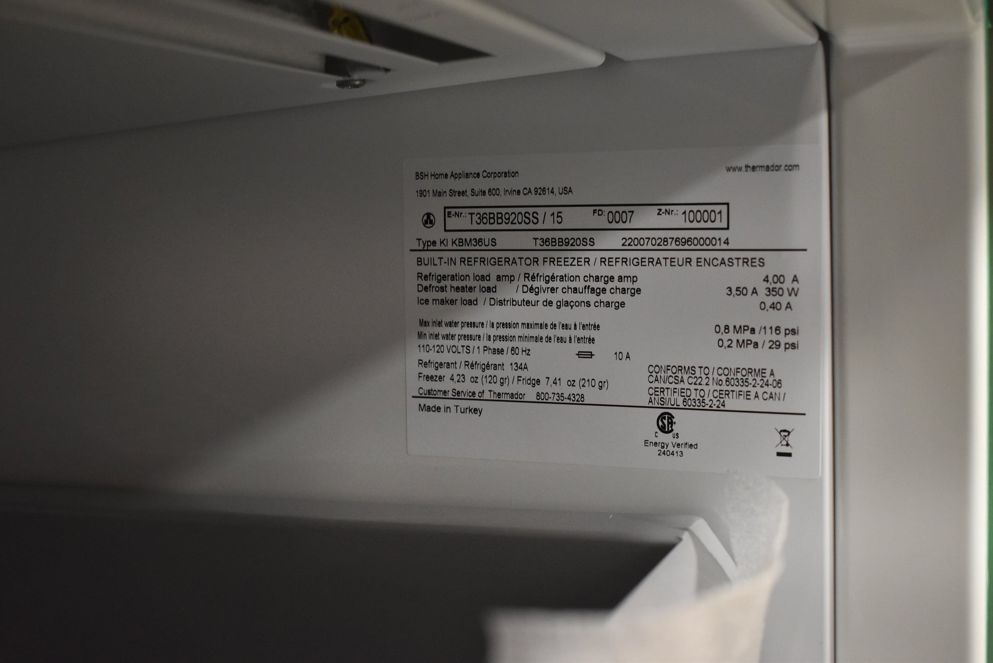 Thermador T36BB920SS 36" Stainless Steel Bottom Freezer Refrigerator