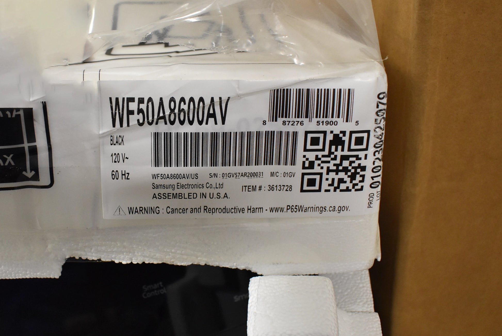 Samsung WF50A8600AV 27" Black Front Load Smart Washer