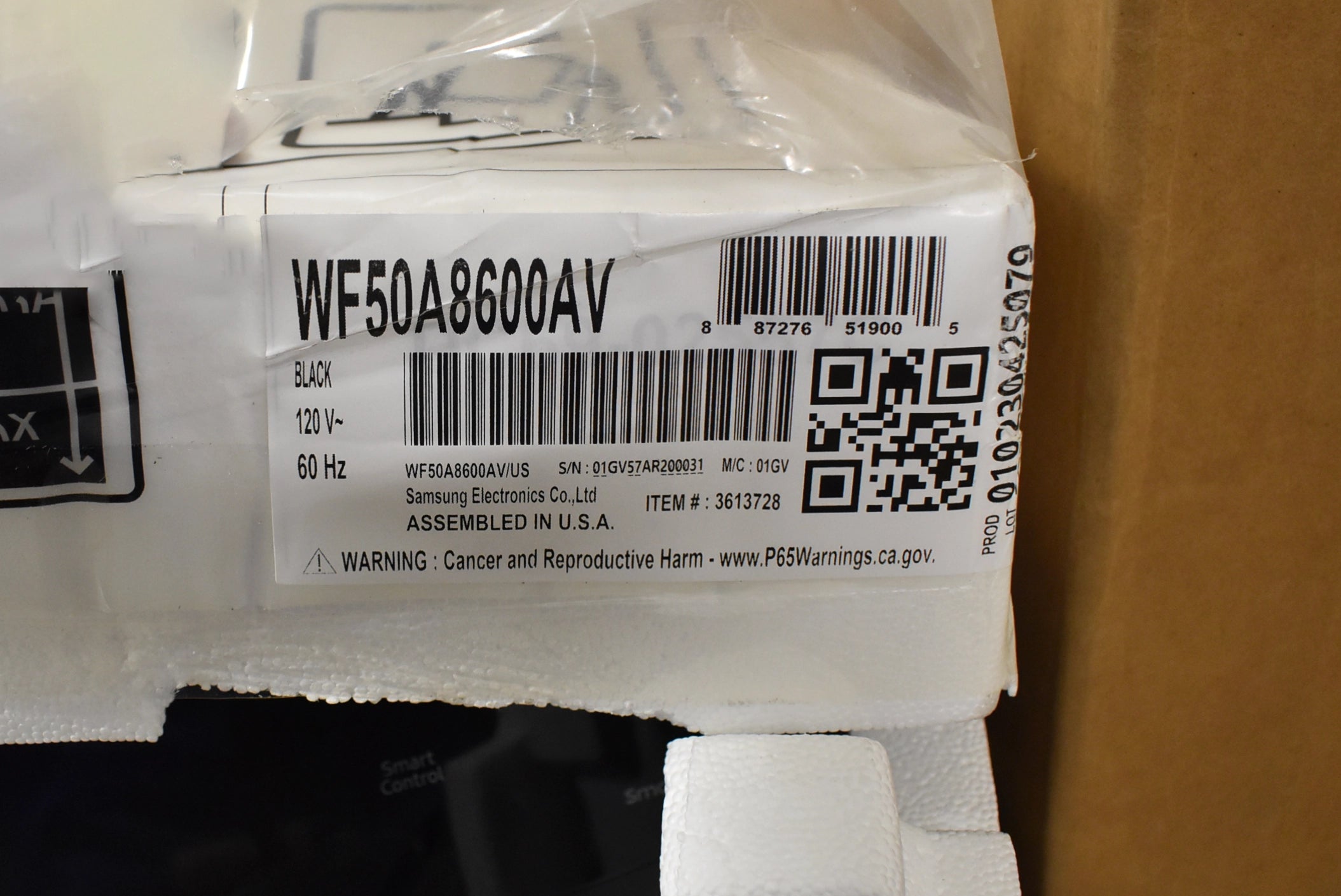 Samsung WF50A8600AV 27" Black Front Load Smart Washer