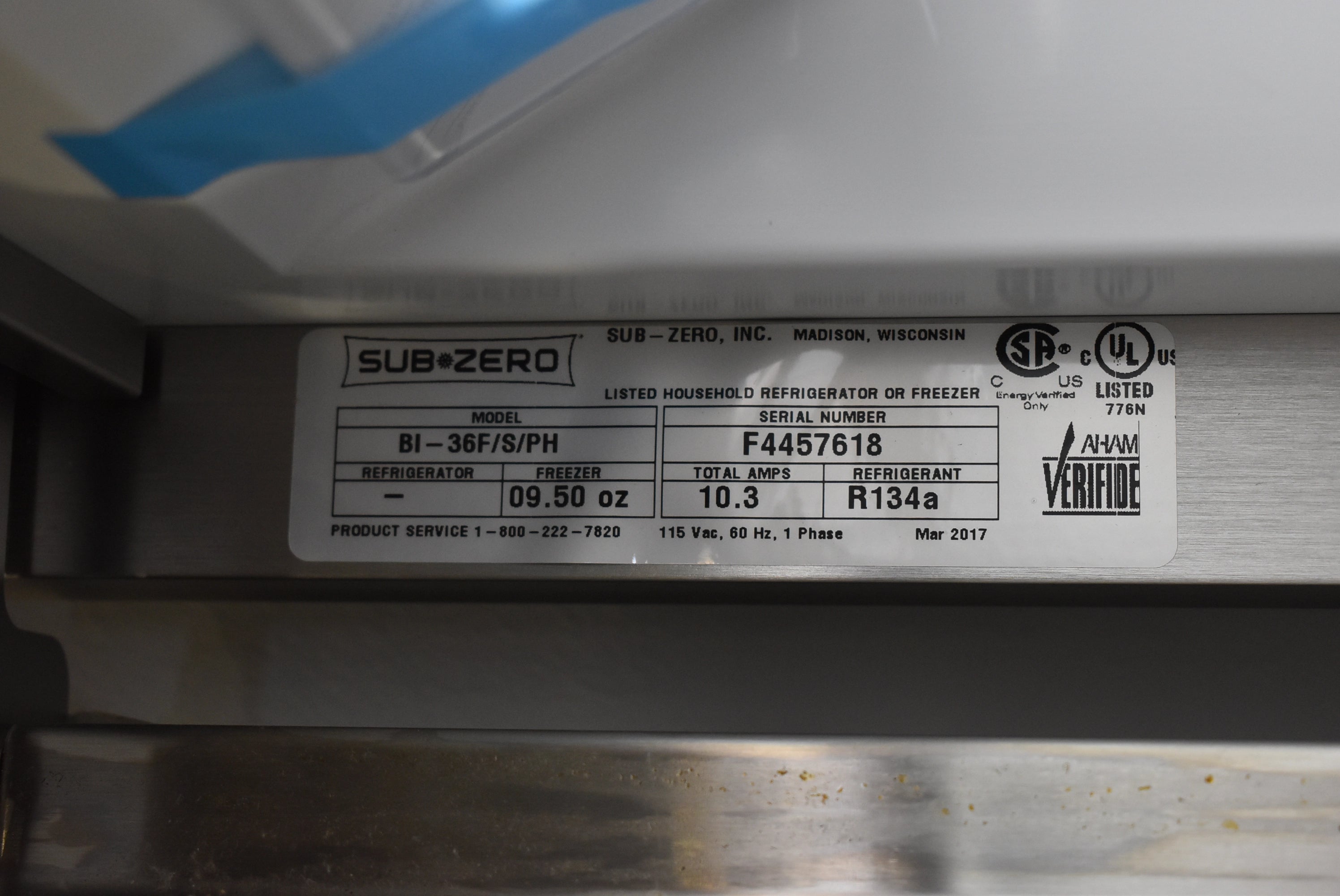 Sub-Zero BI-36F/S/PH 36" Stainless Steel Smart Freezer Column, Left Hinge