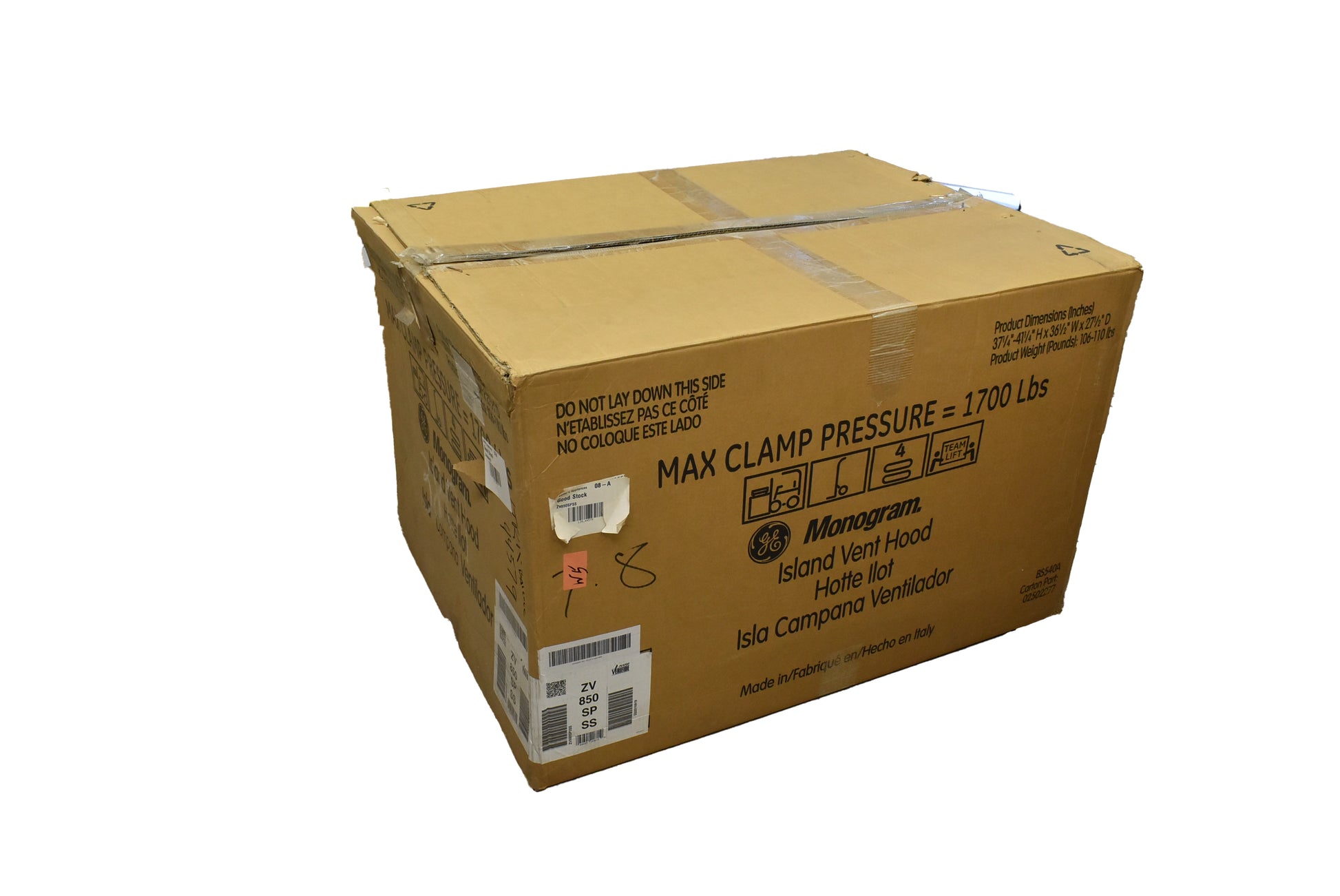 Monogram ZV850SPSS 36" Stainless Island Mount Chimney Range Hood, with Blower