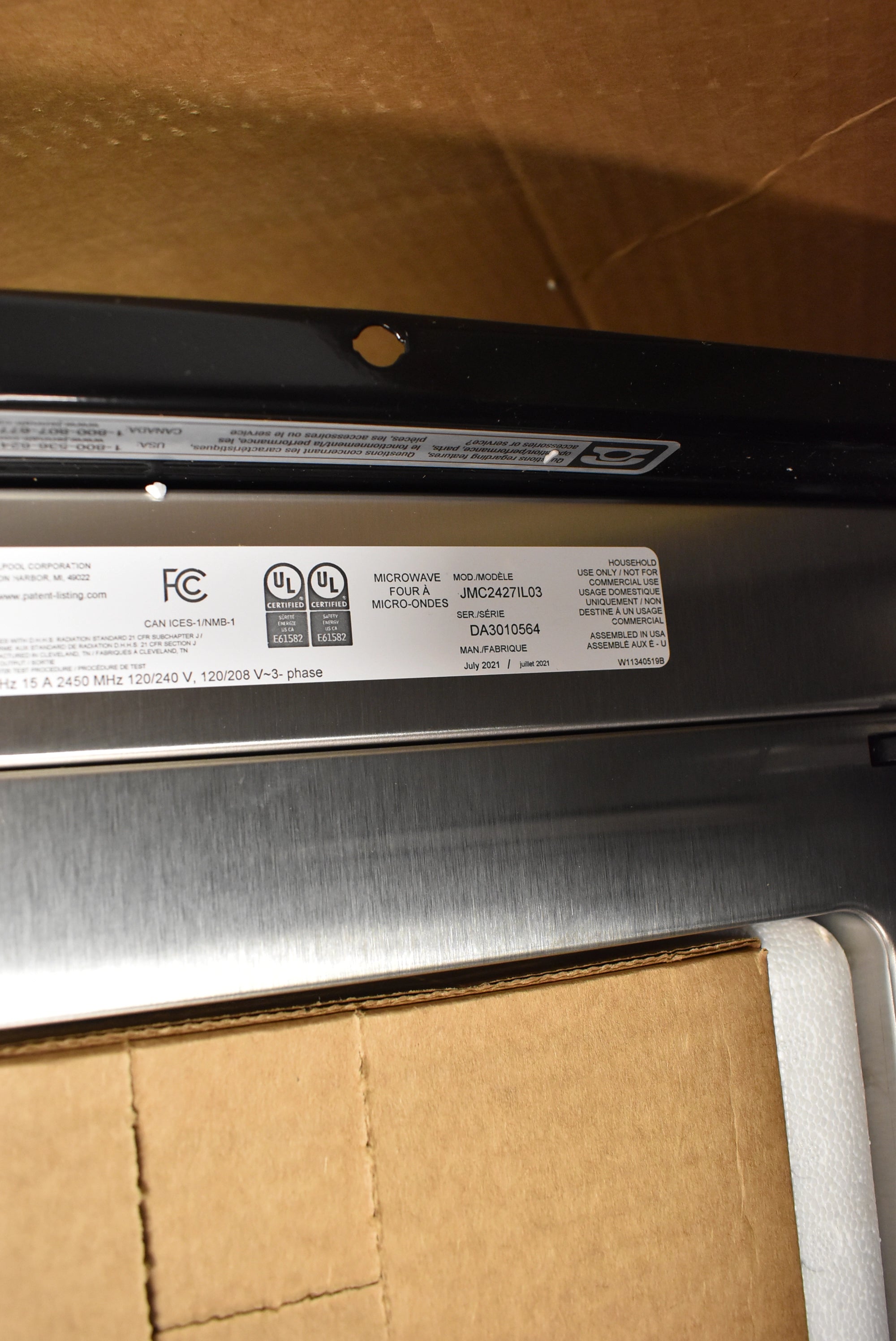 JennAir JMC2427IL 27" Stainless Steel Built-In Microwave Oven