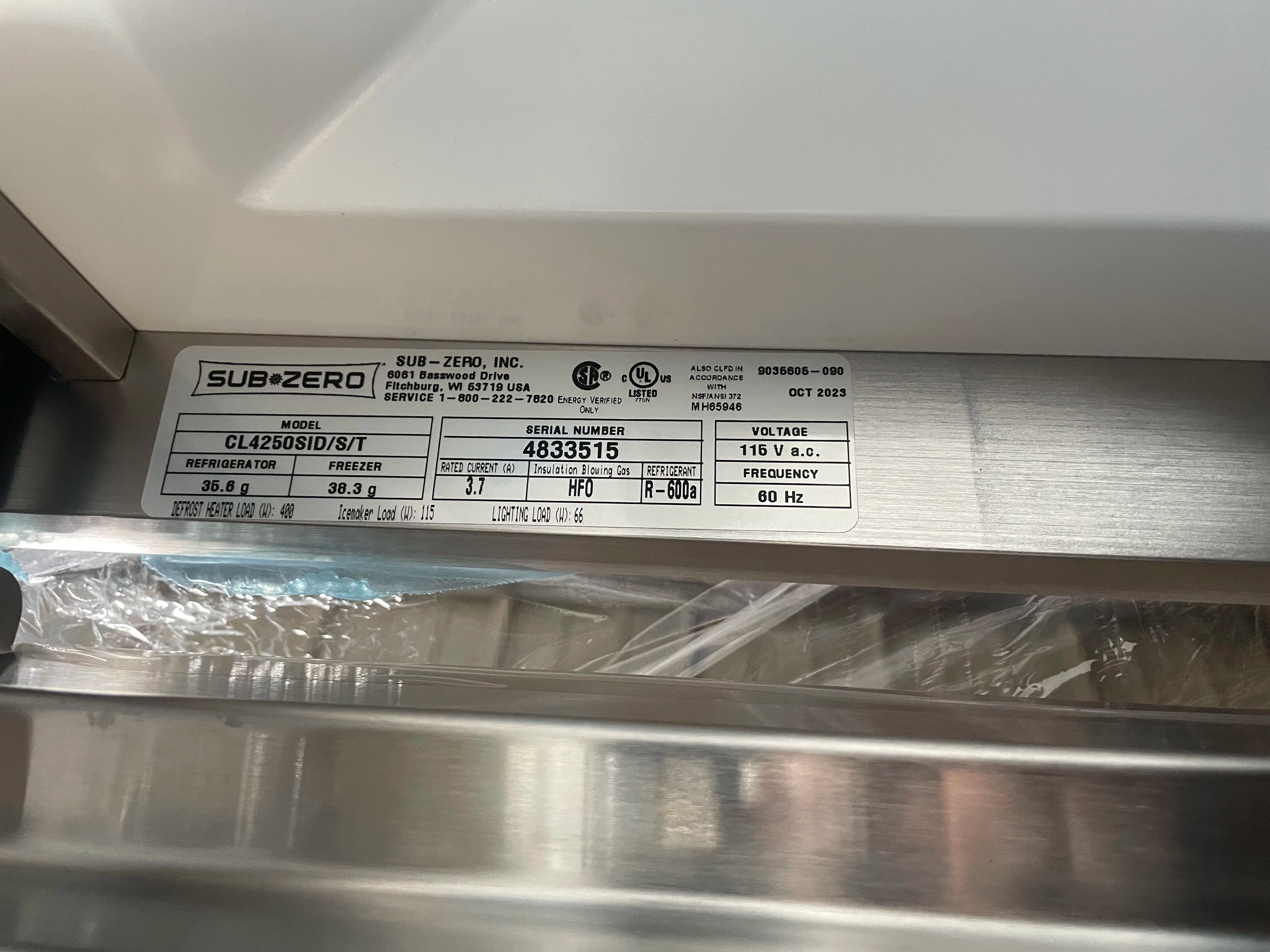 Sub-Zero CL4250SID/S/T 42" Stainless Steel Side by Side Refrigerator