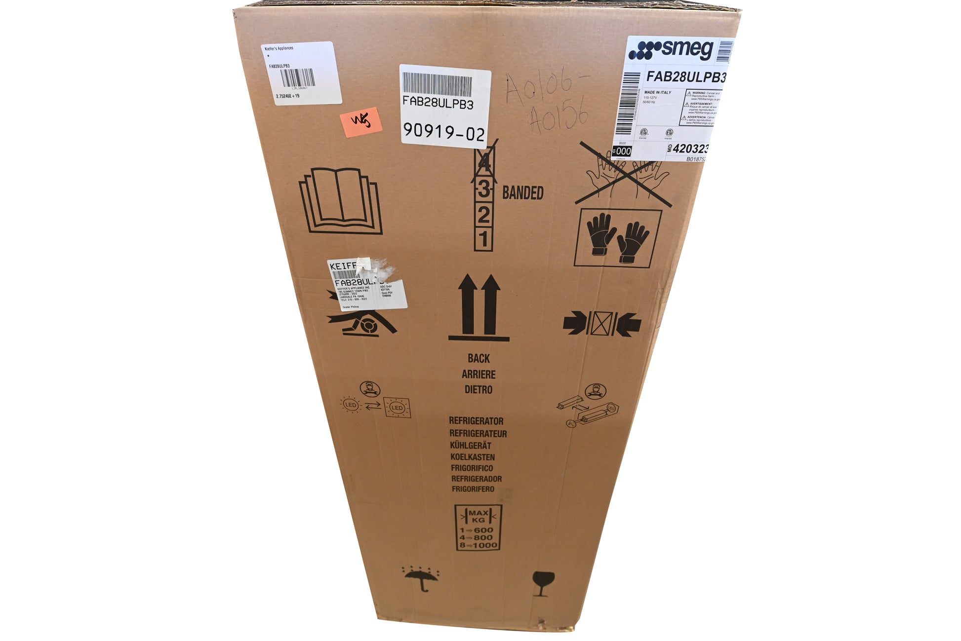 Smeg FAB28ULPB3 24" Pastel Blue Top Freezer Refrigerator