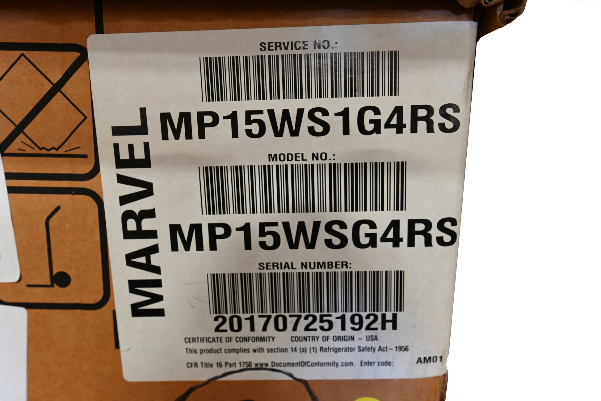 Marvel MP15WSG4RS 15" Stainless Steel Single Zone Wine Cooler