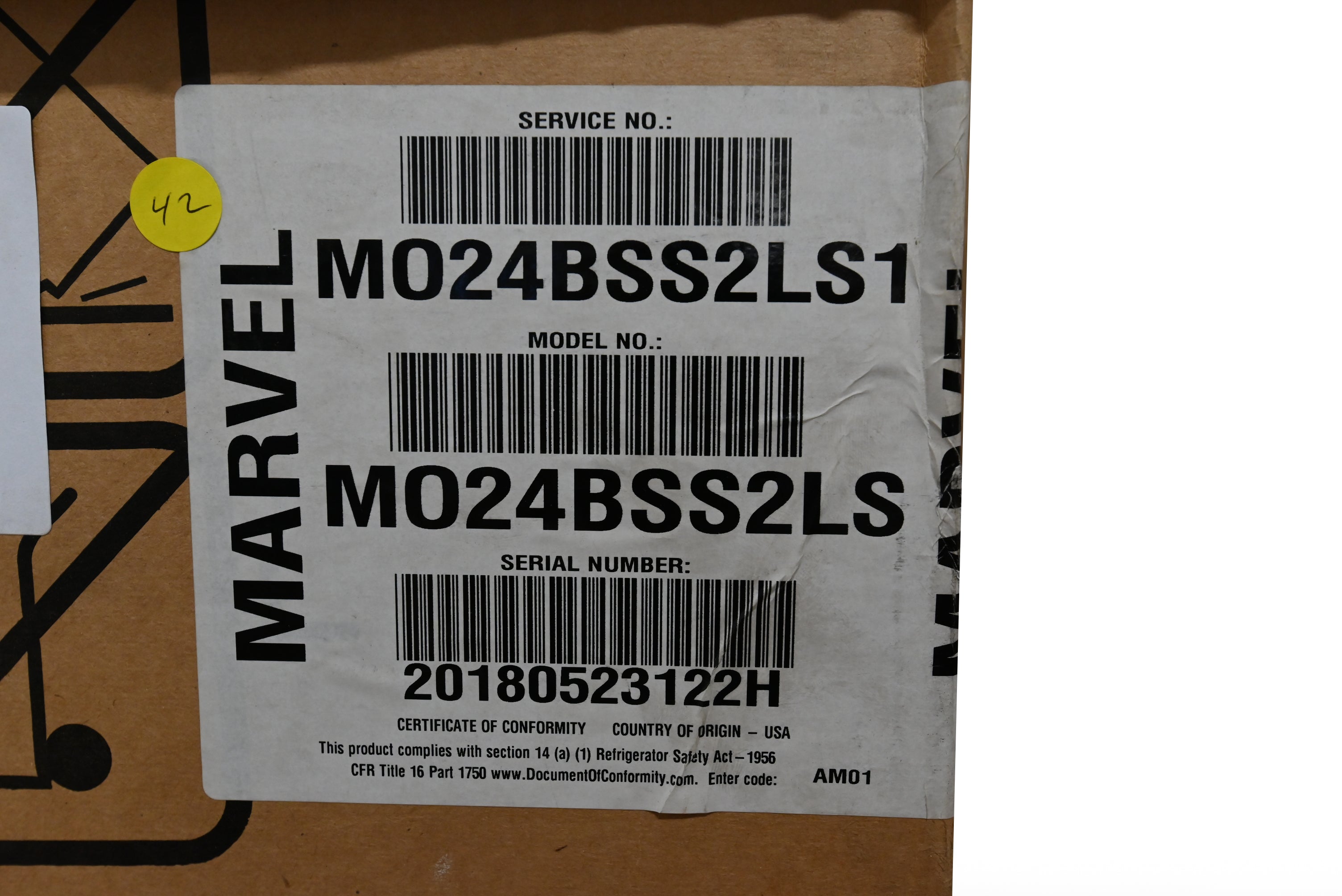 Marvel MO24BSS2LS 24" Stainless Steel Single Tap Beer Dispenser