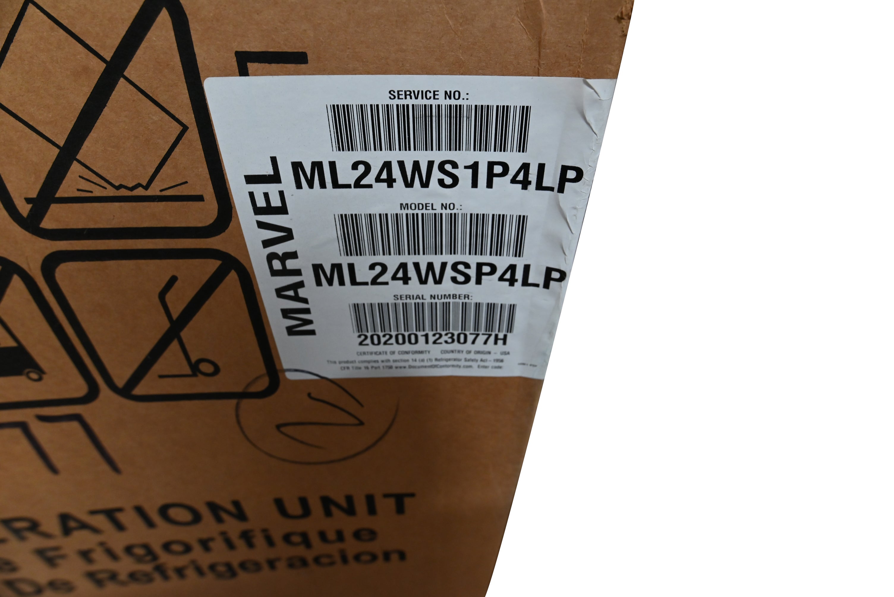 Marvel ML24WSP4LP 24" Panel Ready Single Zone Wine Cooler