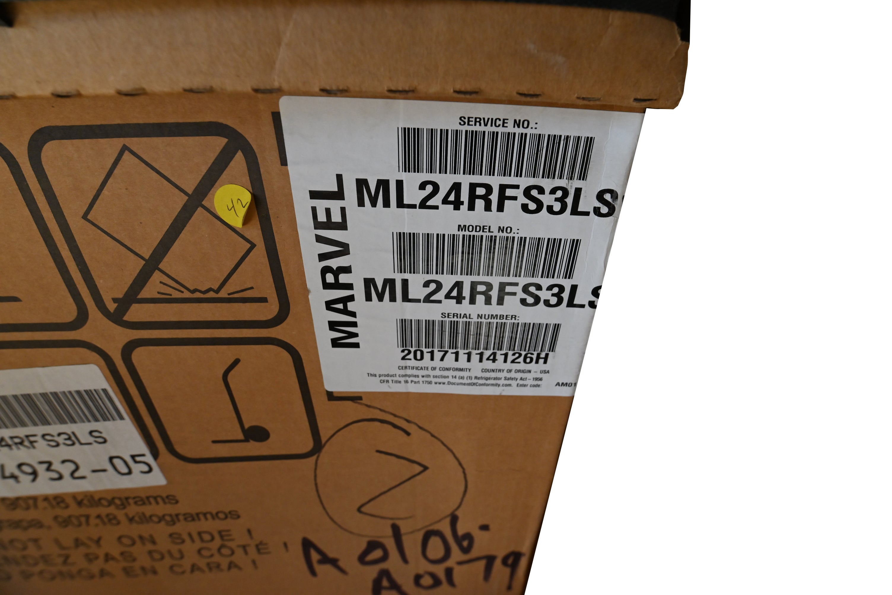 Marvel Ml24RFS3LS 24" Stainless Steel Refrigerator Freezer