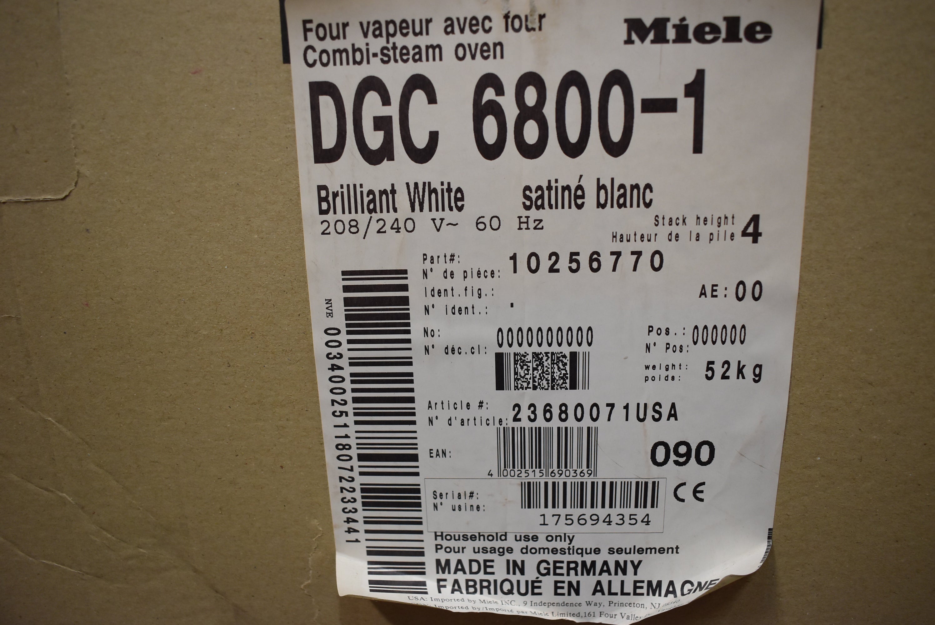 Miele DGC68001XL 24" White Steam Oven