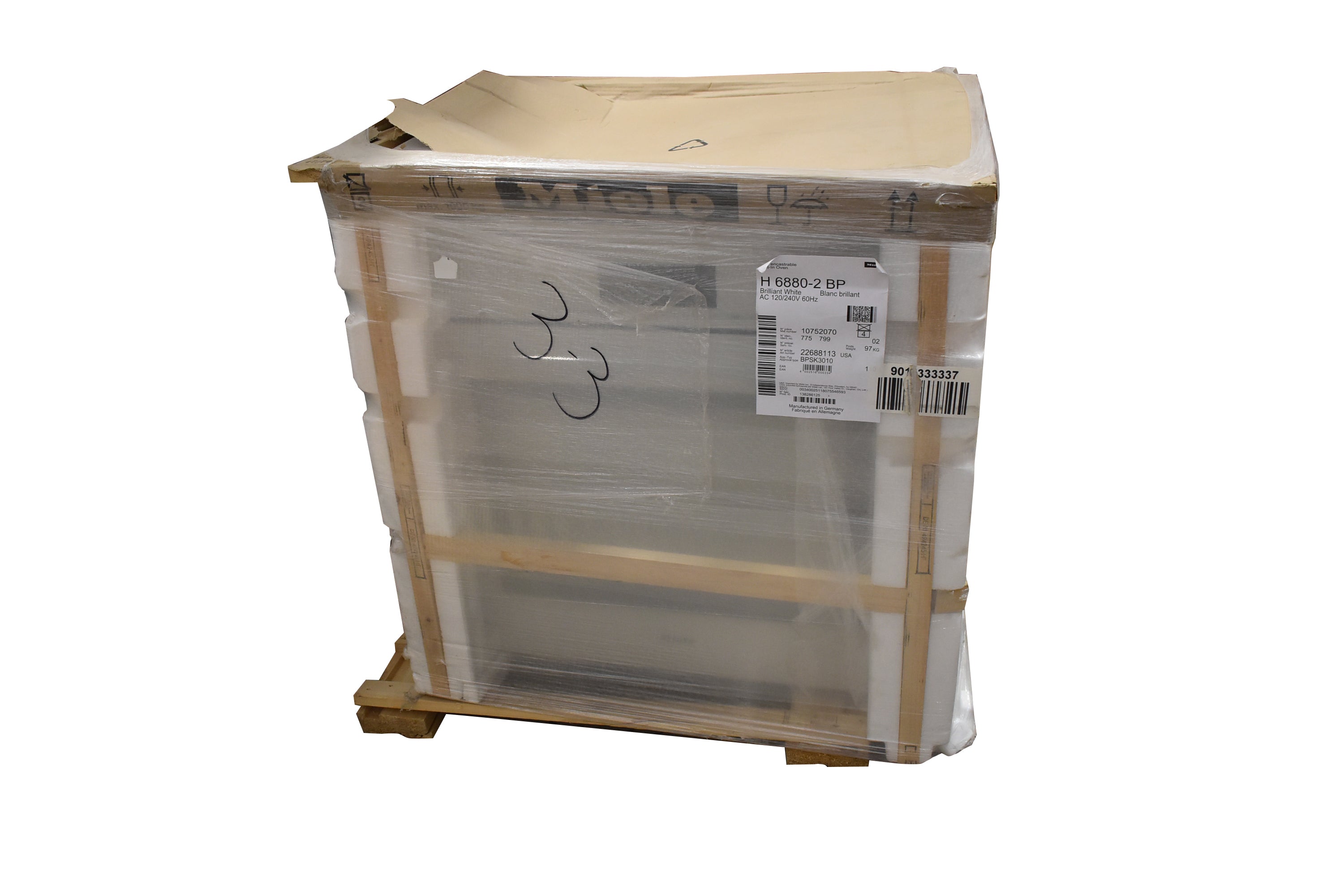 Miele H68802BP 30" White Electric Single Wall Oven