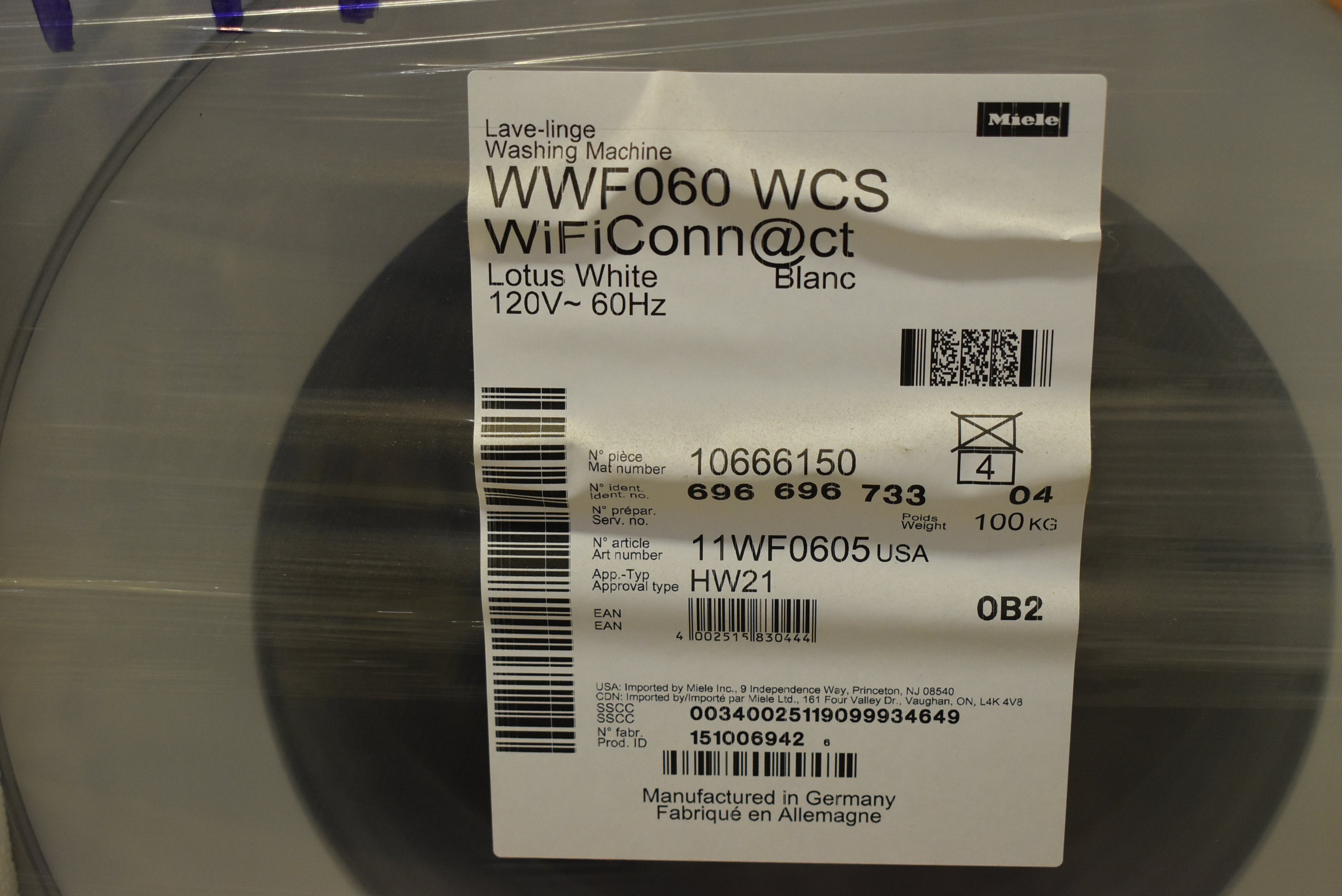 Miele WWF060 24" White Front Load Smart Washer