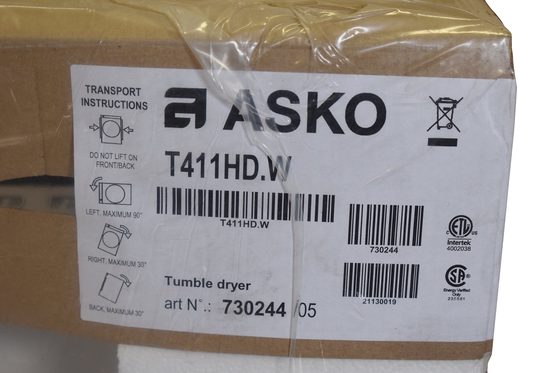Asko T411HSW 24" White Front Load Electric Dryer