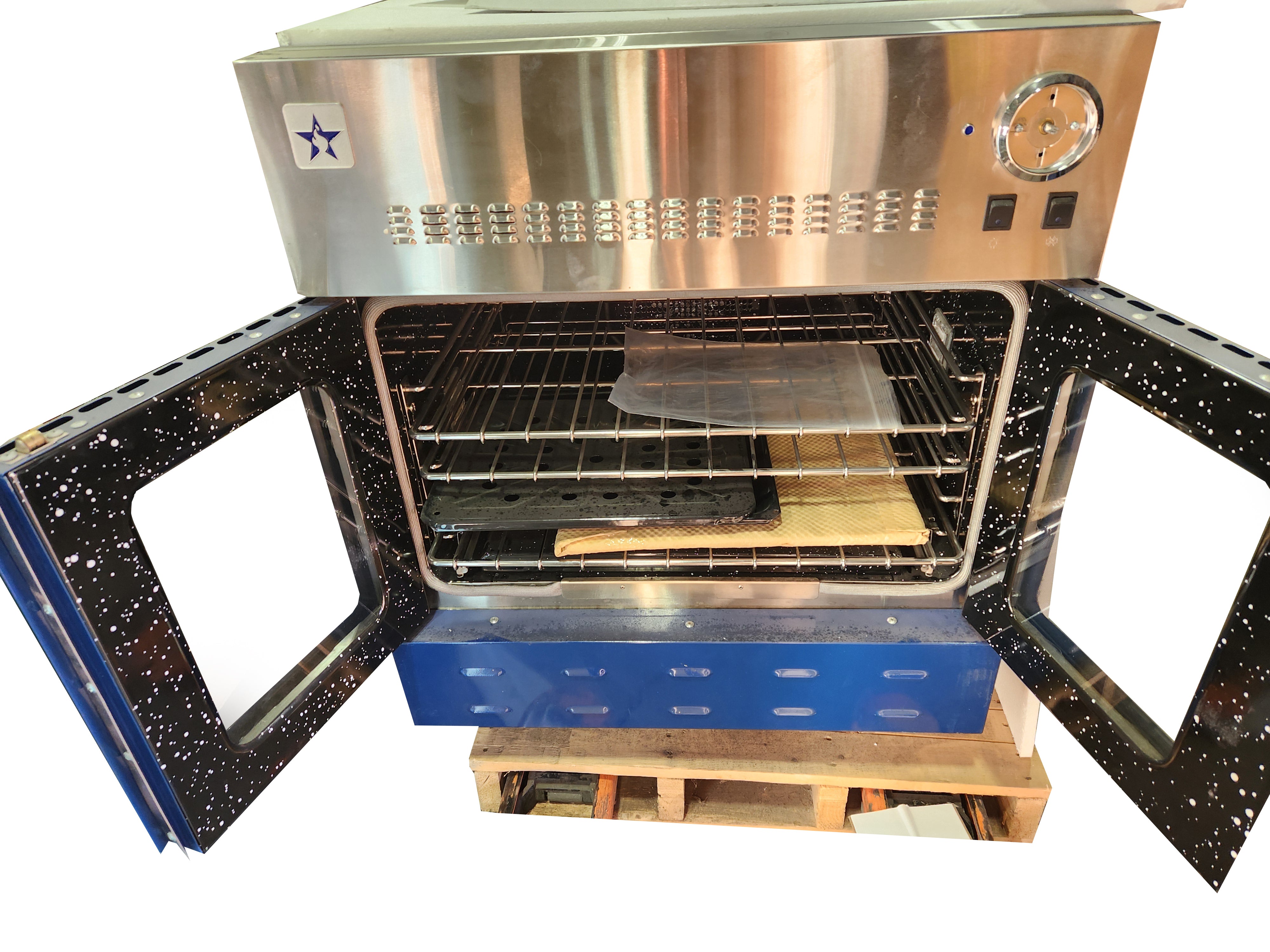 BlueStar BWO30AGS 30" Cobalt Blue French Door Gas/LP Single Wall Oven