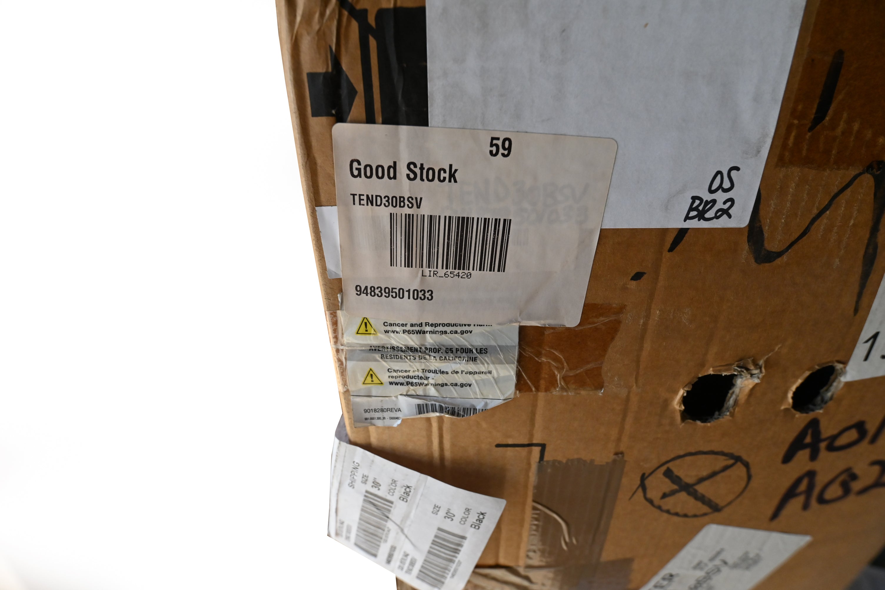 Faber TEND30BSV 30" Black Stainless Steel Wall Mount Chimney Range Hood