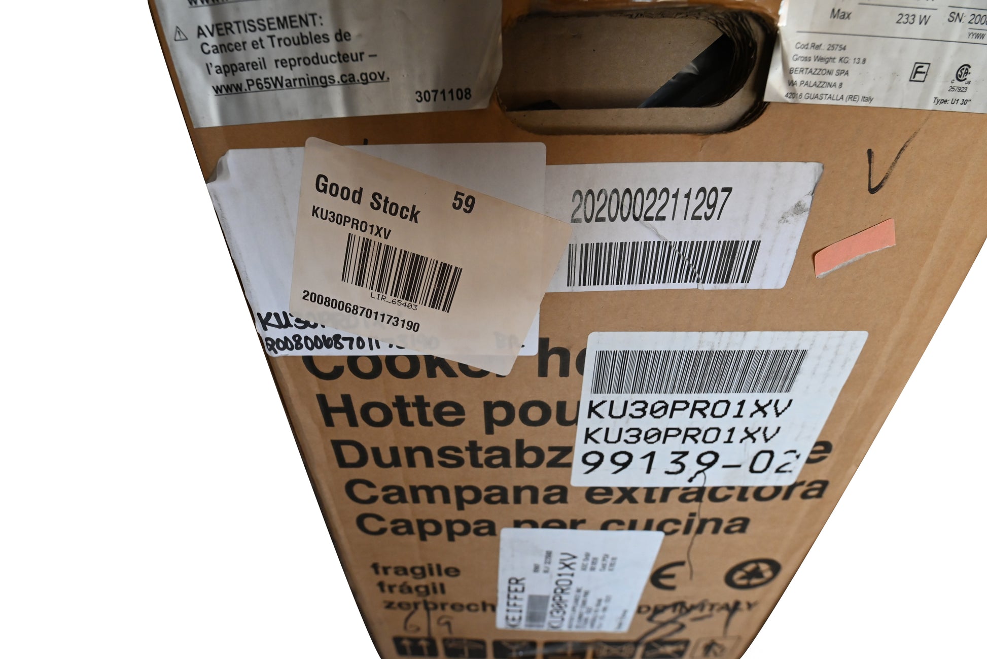 Bertazzoni KU30PRO1XV 30" Stainless Steel Under Cabinet Range Hood