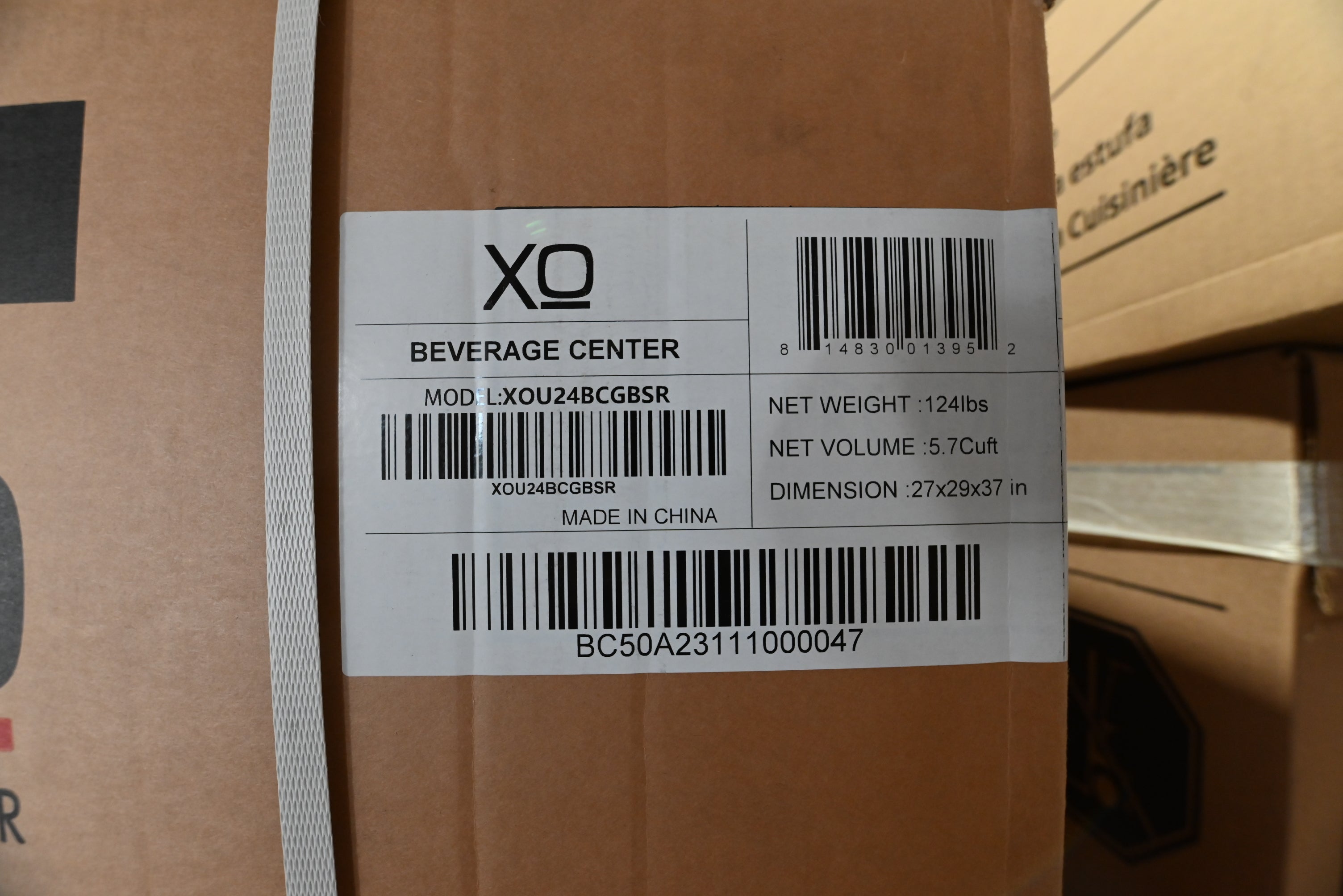 XO XOU24BCGBSR 24" Black Stainless Steel Undercounter Beverage Center