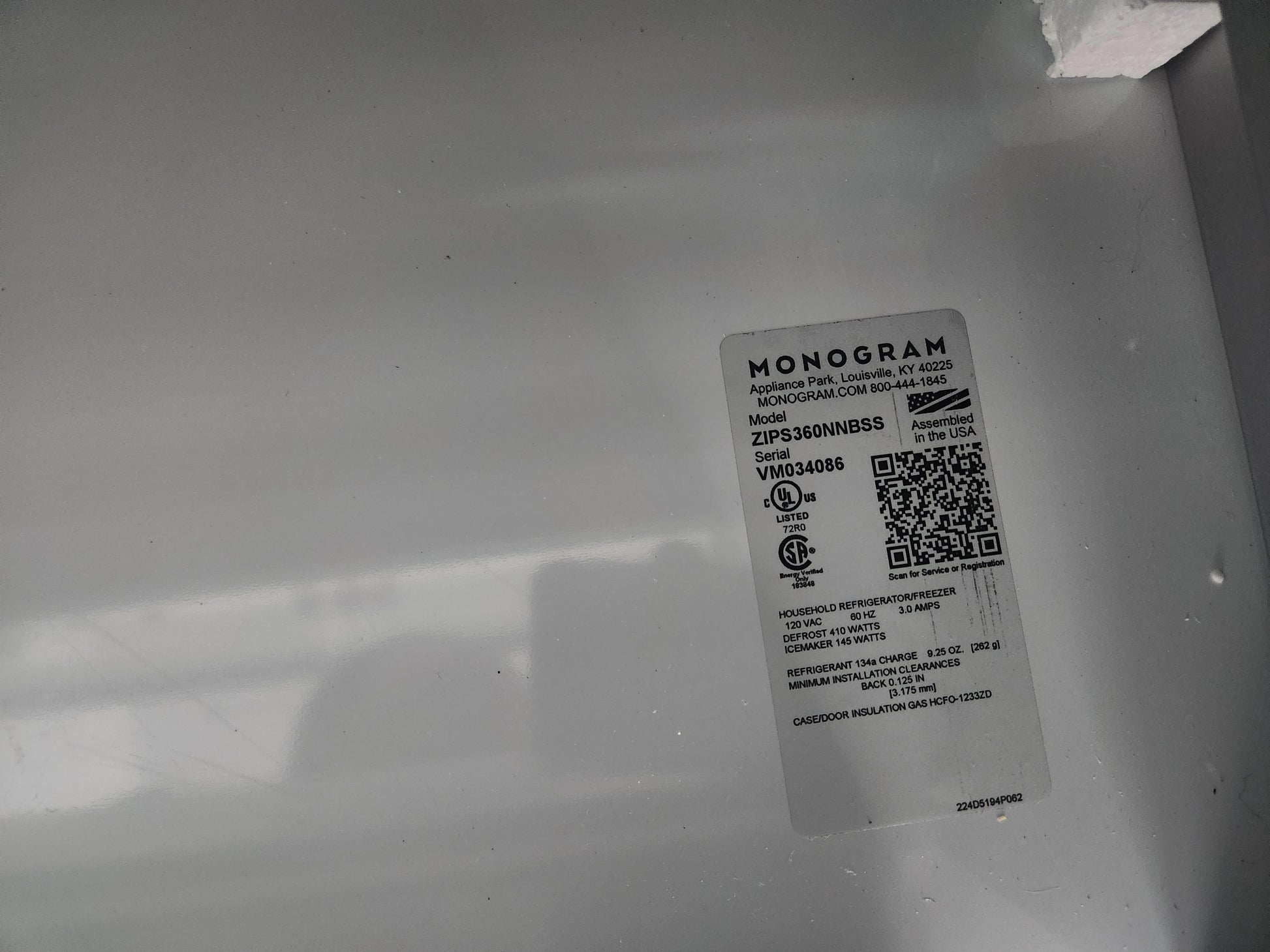 Monogram ZIPS360NNBSS 36" Stainless Steel French Door Refrigerator