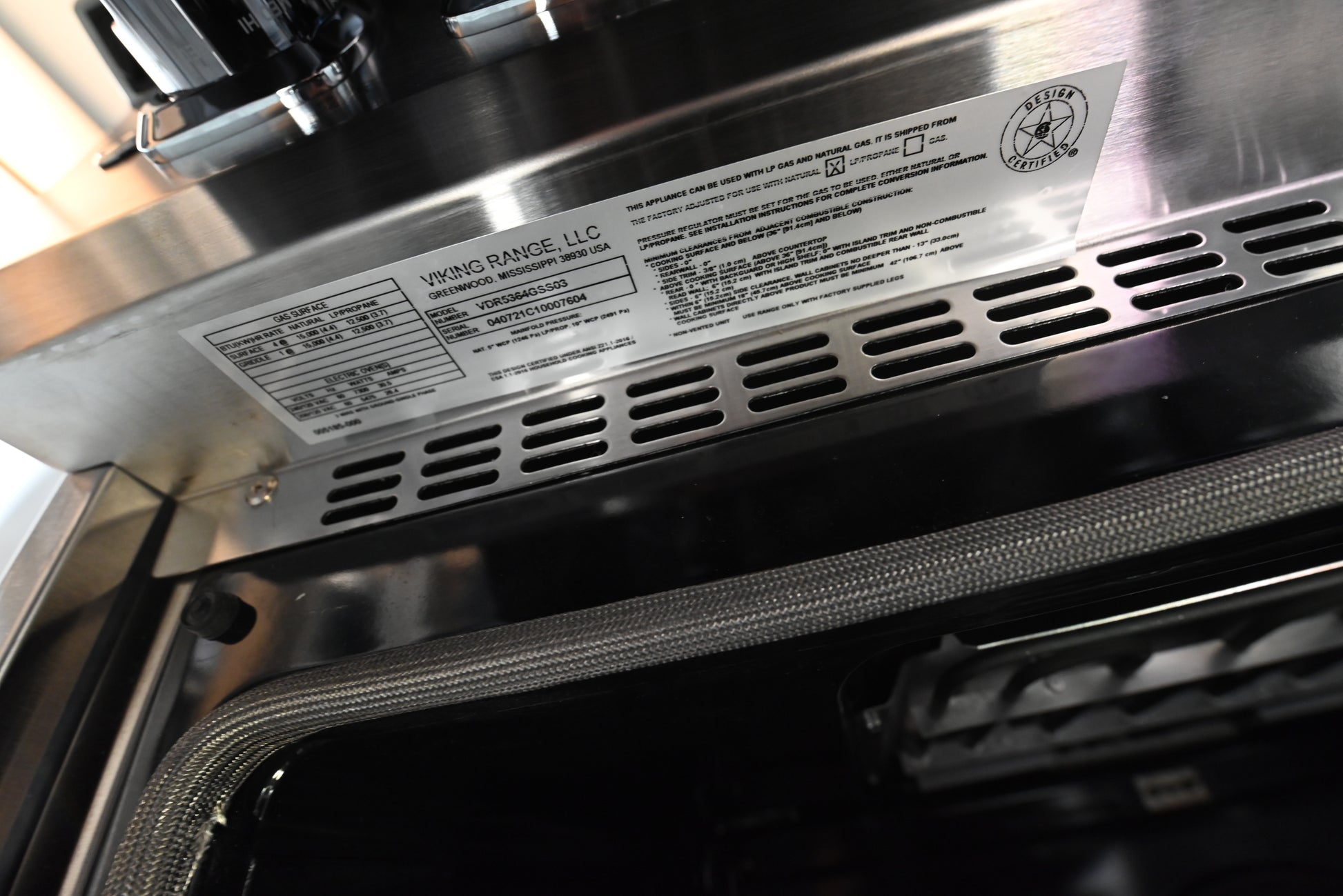 Viking VDR5364GSS 36" Stainless Steel Pro Dual Fuel Range