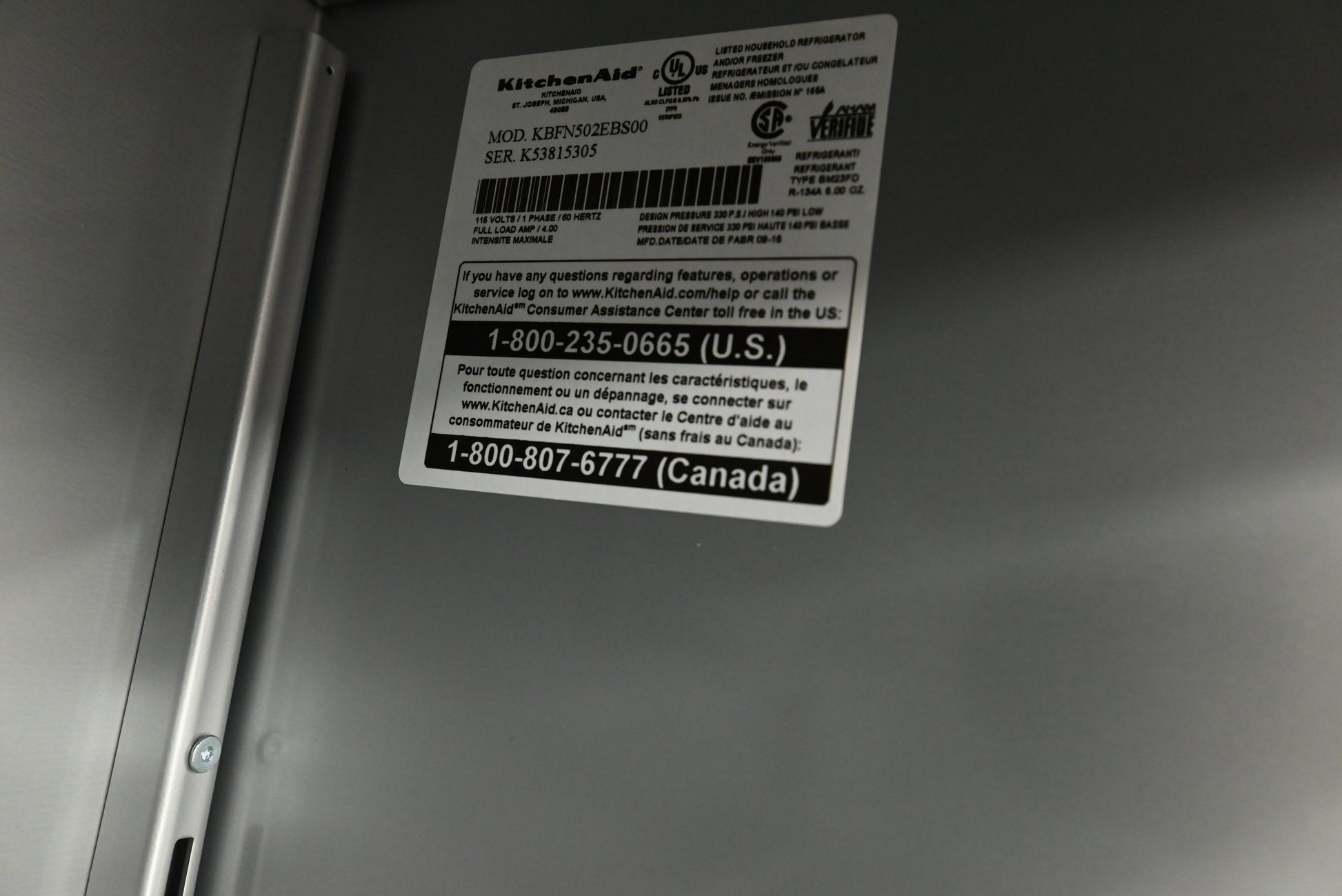 KitchenAid KBFN502EBS 42" Black French Door Refrigerator