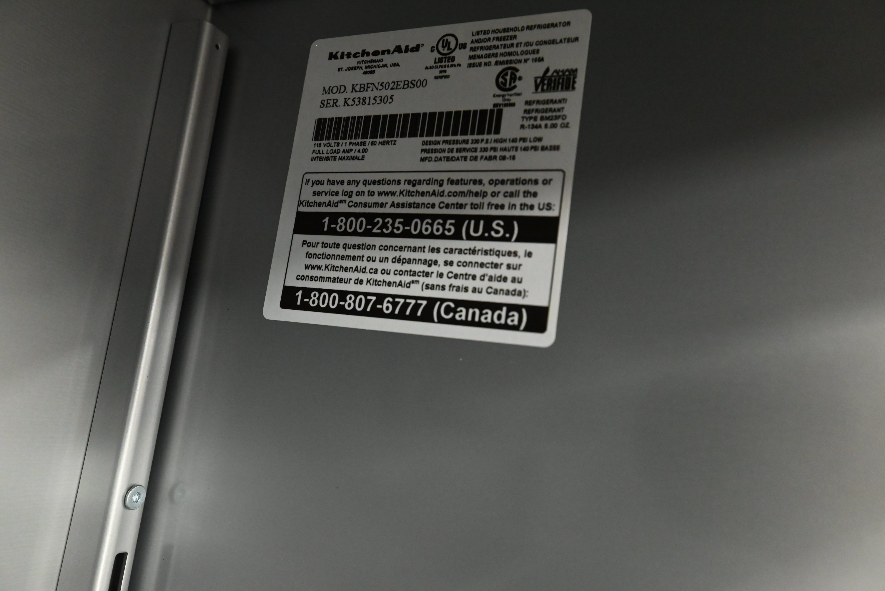 KitchenAid KBFN502EBS 42" Black French Door Refrigerator