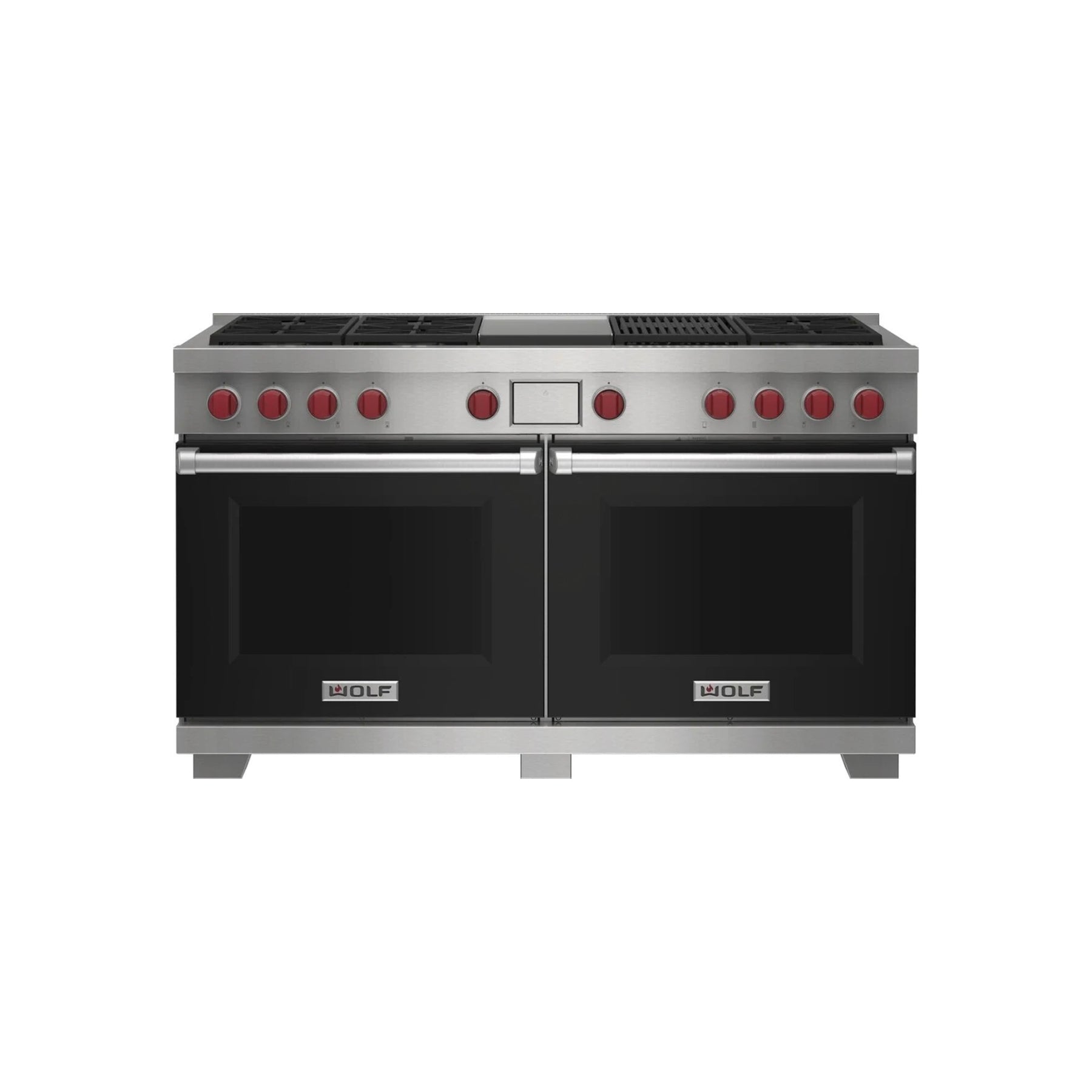 Wolf Certified DF60650CG/BK/P 60" Stainless Steel & Black Dual Fuel Range