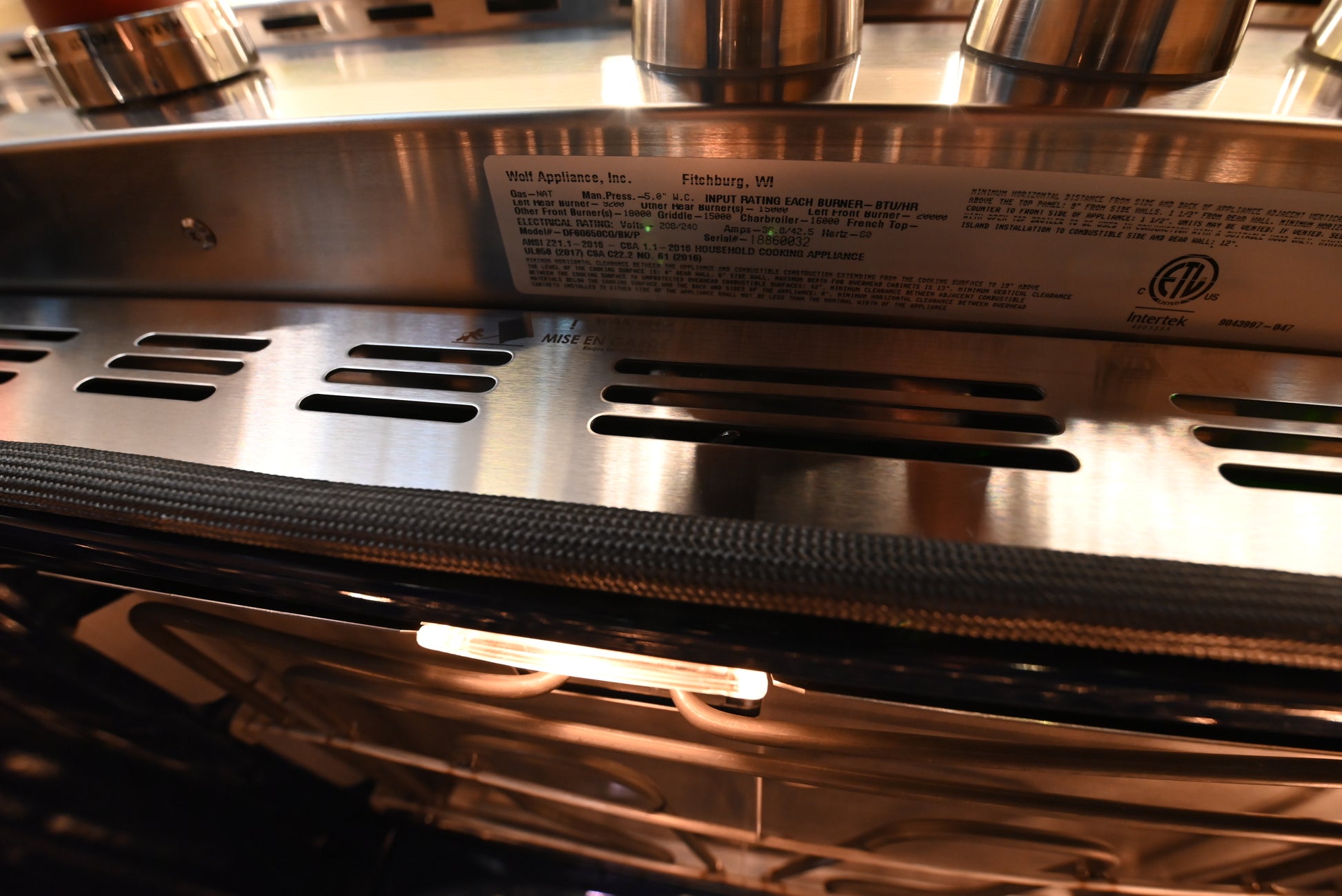 Wolf Certified DF60650CG/BK/P 60" Stainless Steel & Black Dual Fuel Range