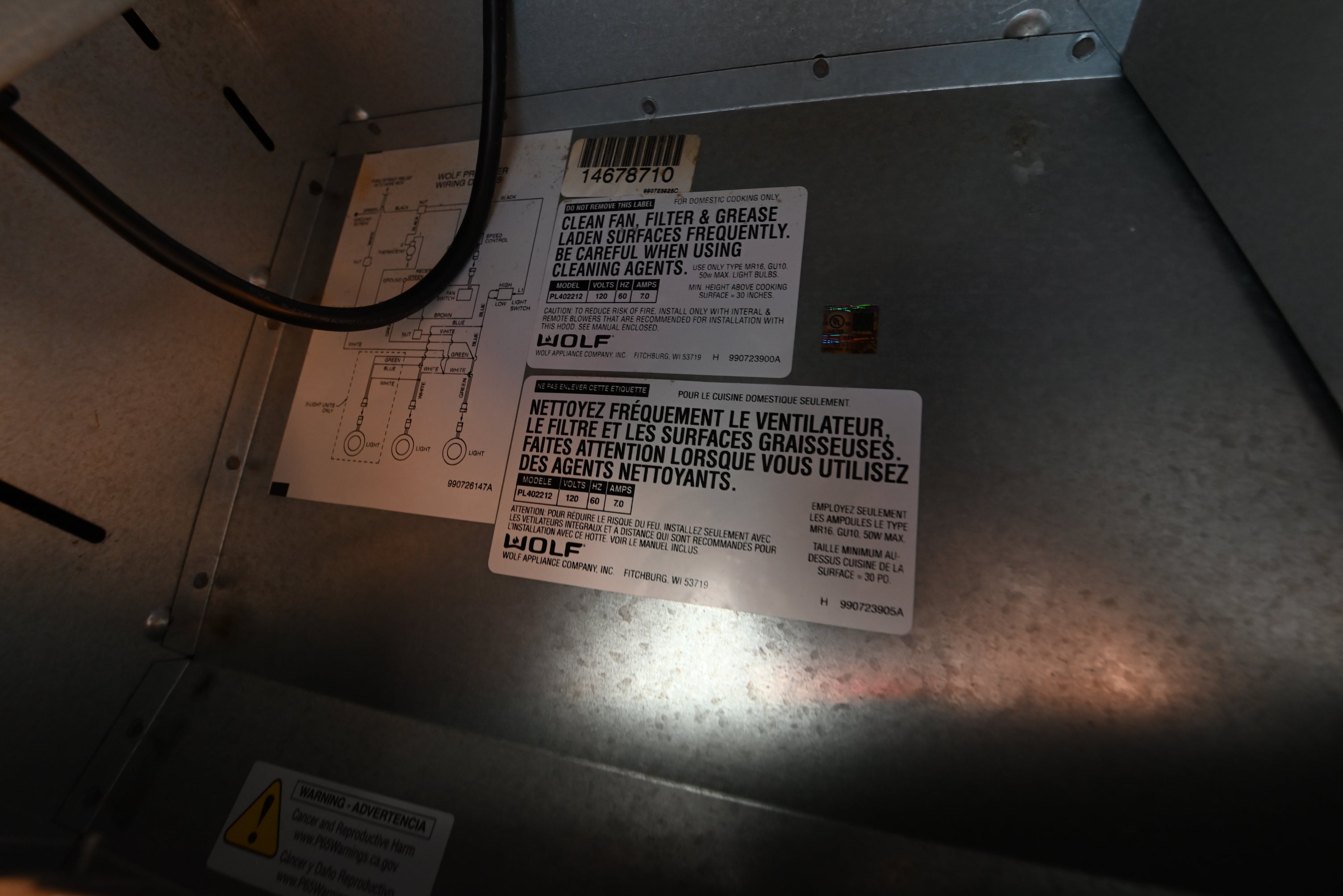 Wolf Certified PL402212 42" Stainless Steel Under Cabinet Hood Insert