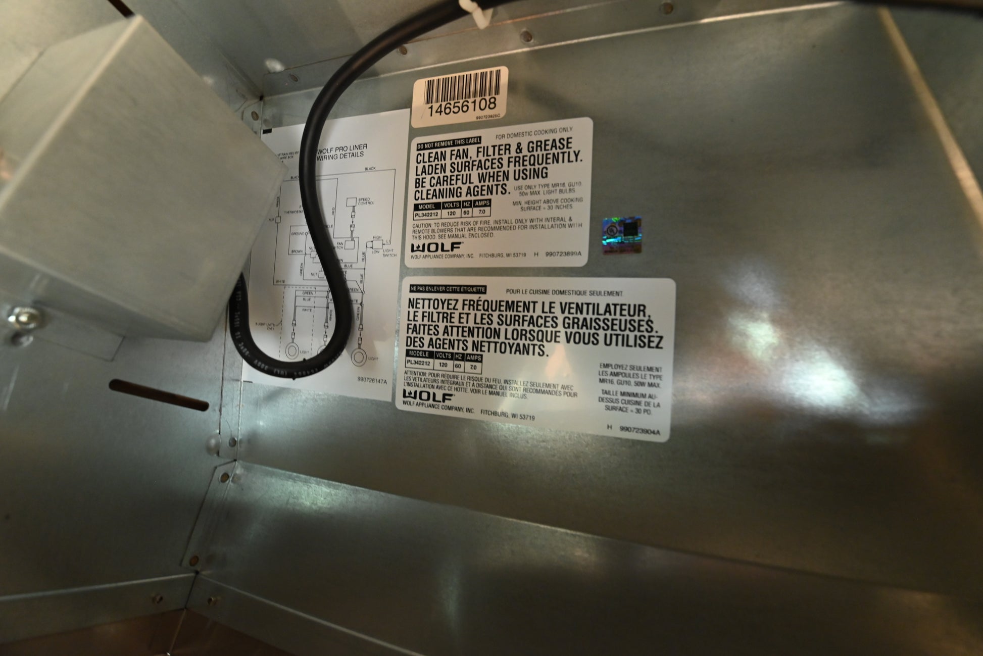 Wolf Certified PL342212 36" Stainless Steel Under Cabinet Hood Insert