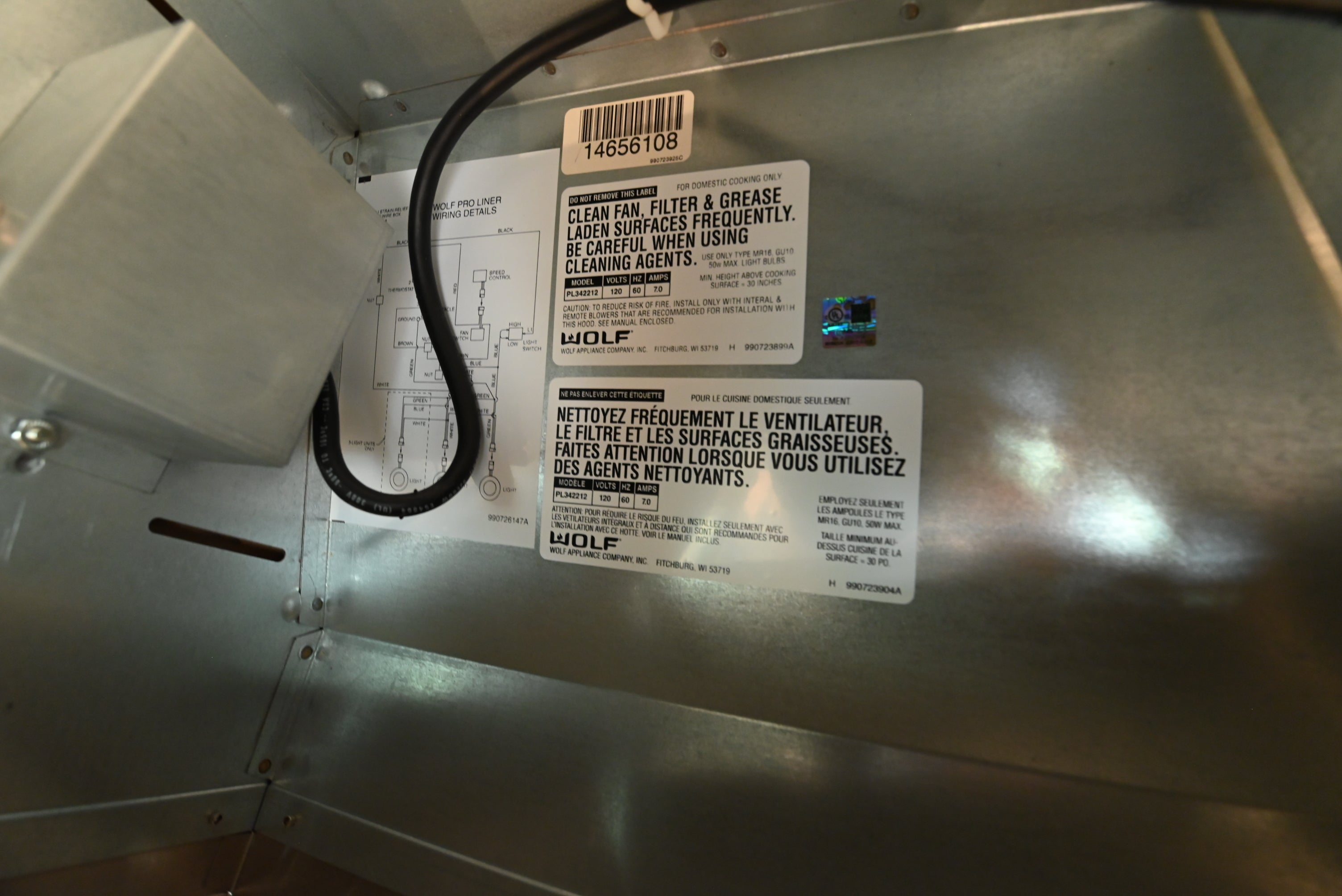 Wolf Certified PL342212 36" Stainless Steel Under Cabinet Hood Insert