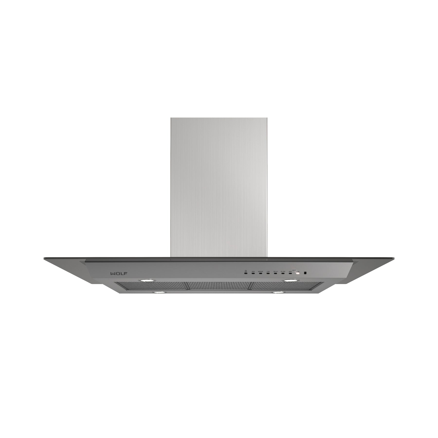 Wolf Certified VI45G 45" Stainless Steel Glass Island Chimney Hood