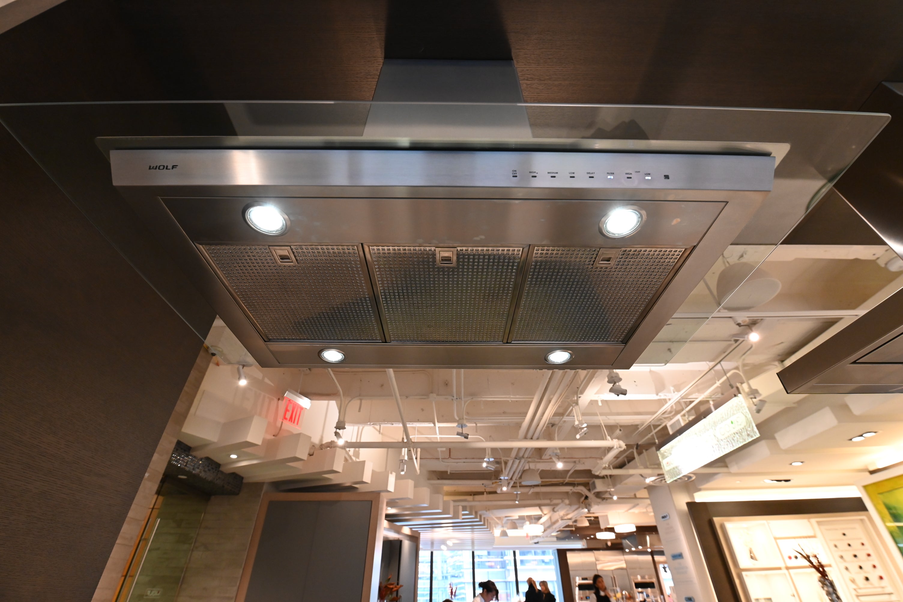 Wolf Certified VI45G 45" Stainless Steel Glass Island Chimney Hood