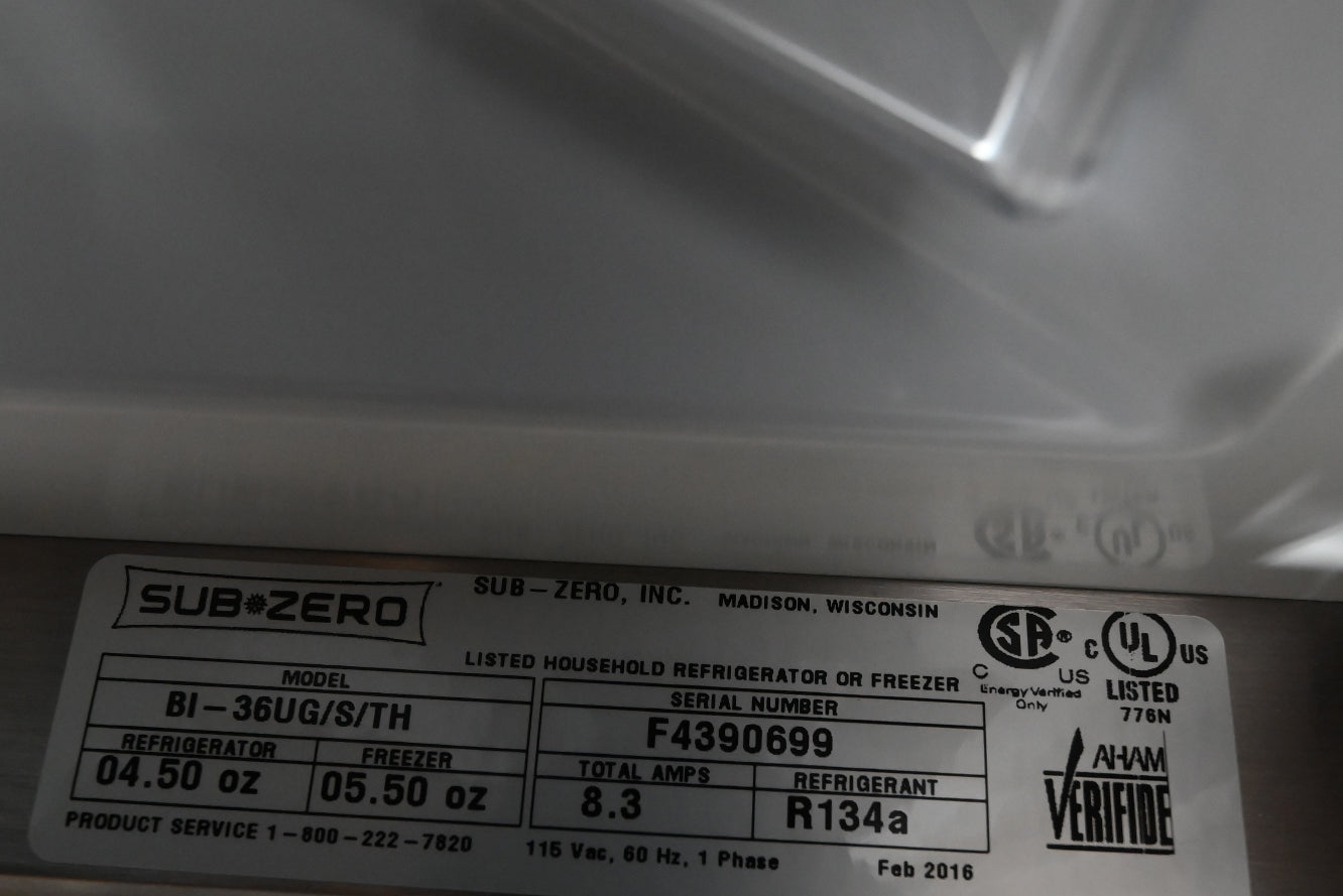 Sub-Zero Certified BI-36UG/S/TH 36" Stainless Steel Bottom Freezer Refrigerator