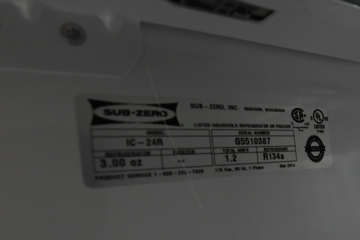 Sub-Zero Certified IC-24R 24" Panel Ready Smart Refrigerator Column