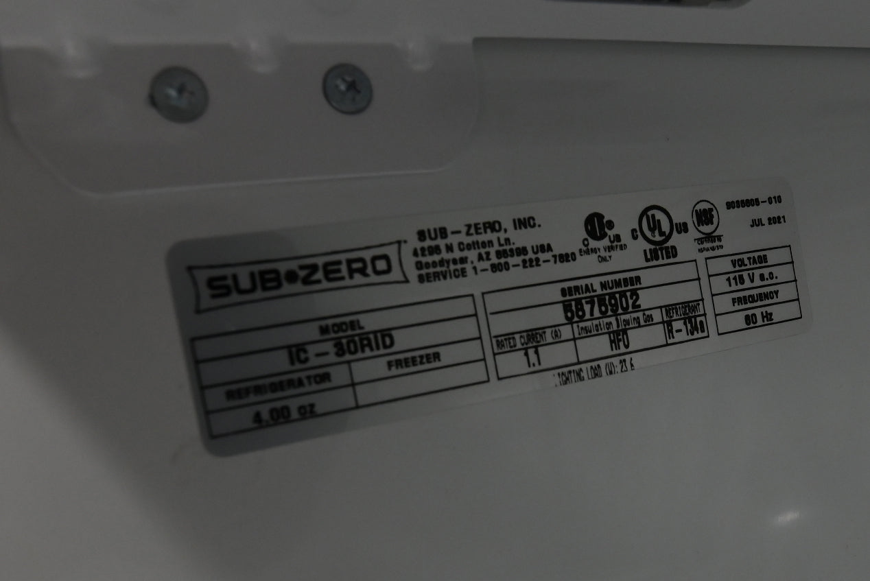 Sub-Zero Certified IC-30RID 30" Panel Ready Smart Refrigerator Column