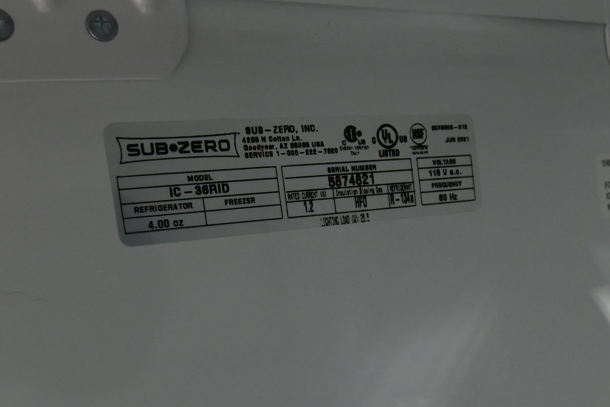Sub-Zero Certified IC-36RID 36" Panel Ready Smart Refrigerator Column