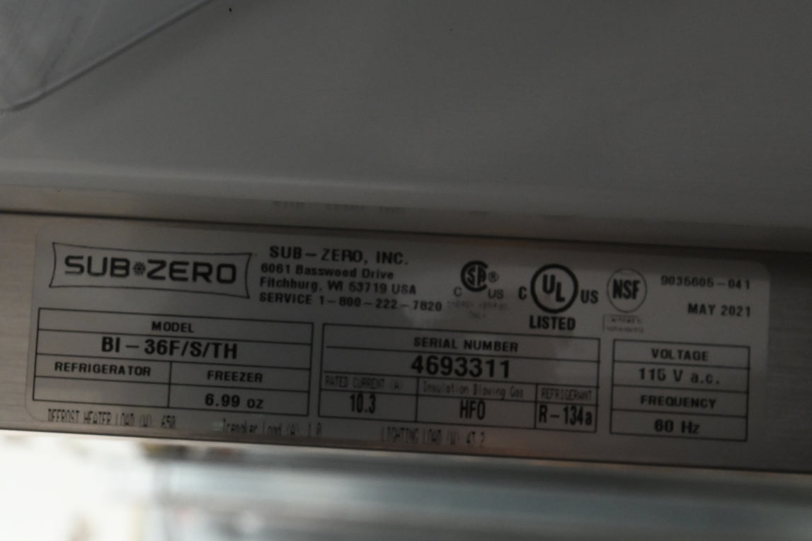 Sub-Zero Certified BI-36F/S/TH 36" Stainless Steel Smart Freezer Column