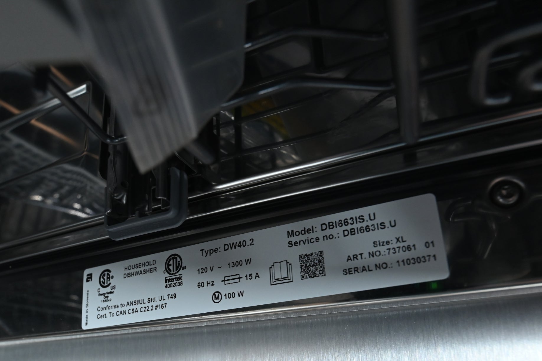 Asko Certified DBI663IS.U 24" Stainless Steel Dishwasher, ADA Compliant