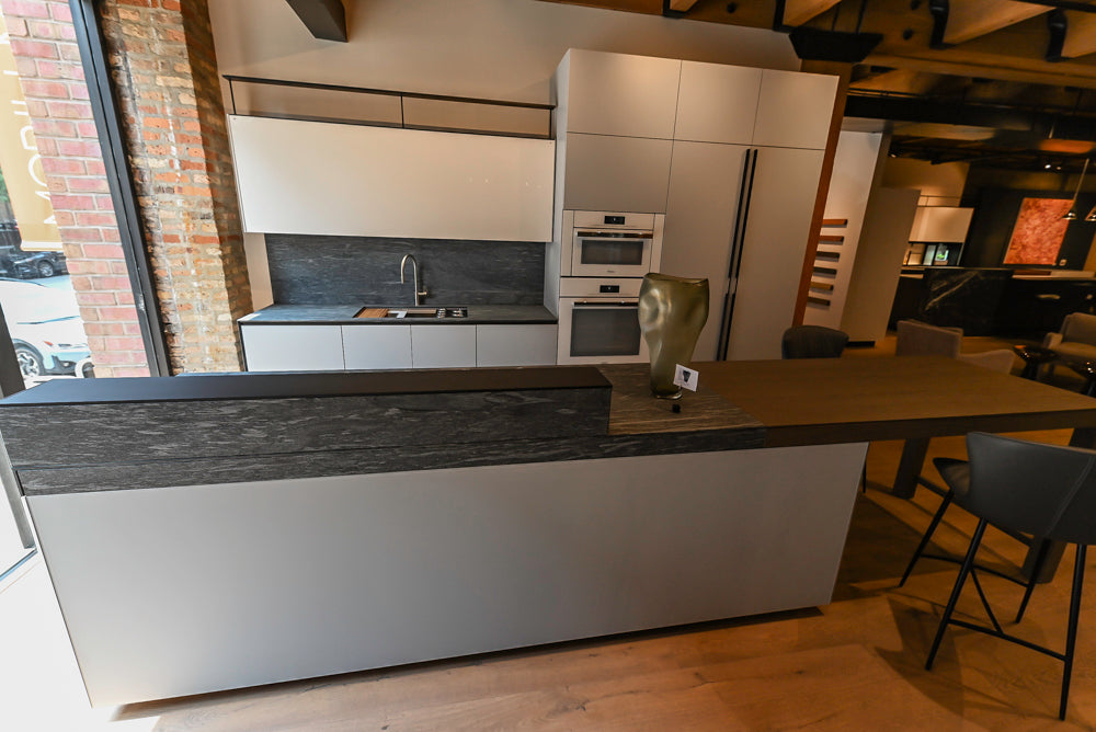 Valcucine Forma Mentis Modern Showroom Kitchen with Genius Loci Stone Island