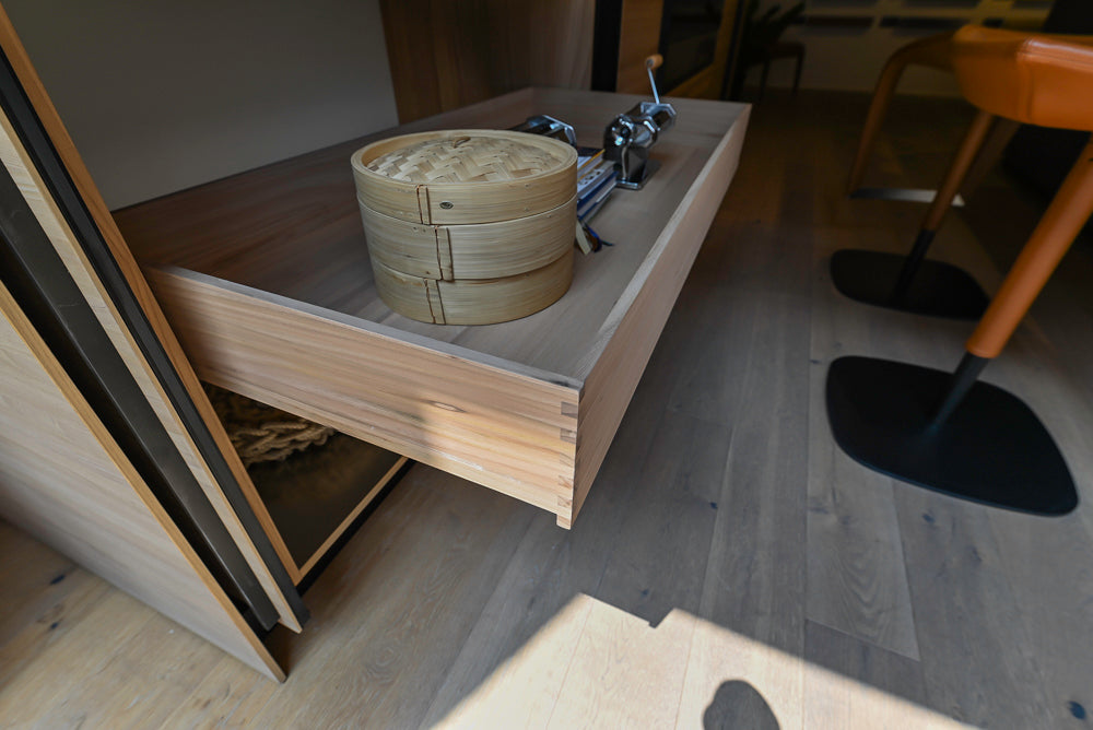 Valcucine Venture: Green Tea Glass Modern Kitchen with Island & Luxe Appliances