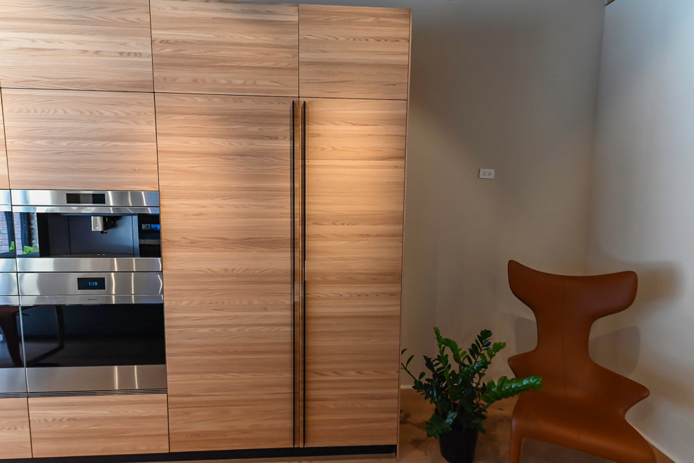 Valcucine Venture: Green Tea Glass Modern Kitchen with Island & Luxe Appliances