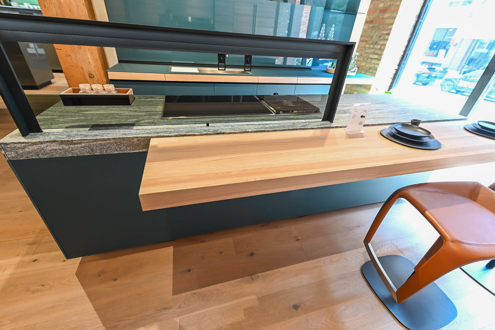 Valcucine Venture: Green Tea Glass Modern Kitchen with Island & Luxe Appliances