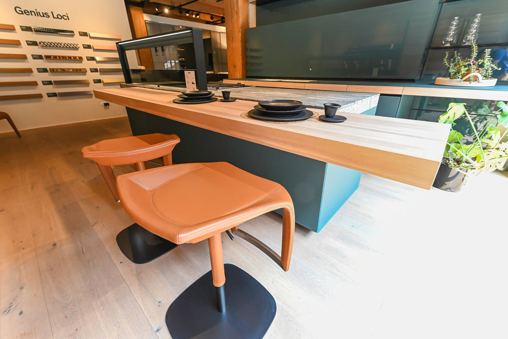 Valcucine Venture: Green Tea Glass Modern Kitchen with Island & Luxe Appliances