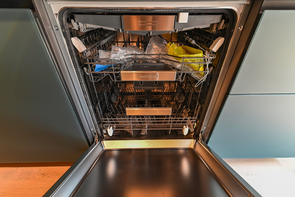 Valcucine Venture: Green Tea Glass Modern Kitchen with Island & Luxe Appliances