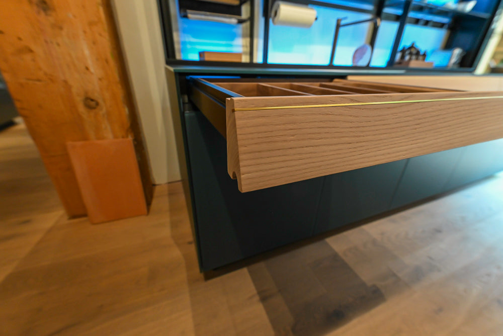 Valcucine Venture: Green Tea Glass Modern Kitchen with Island & Luxe Appliances