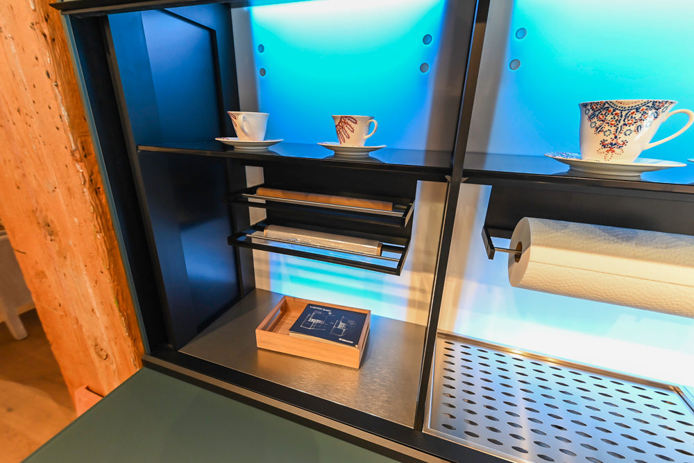 Valcucine Venture: Green Tea Glass Modern Kitchen with Island & Luxe Appliances