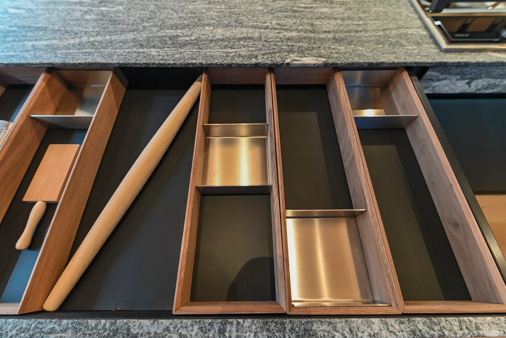 Valcucine Venture: Green Tea Glass Modern Kitchen with Island & Luxe Appliances