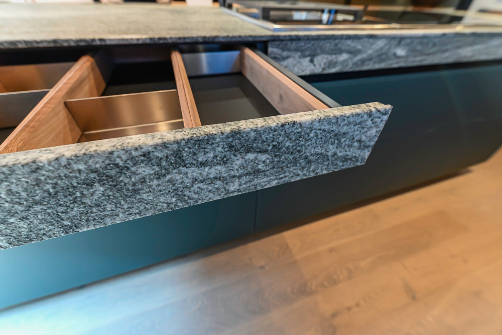 Valcucine Venture: Green Tea Glass Modern Kitchen with Island & Luxe Appliances