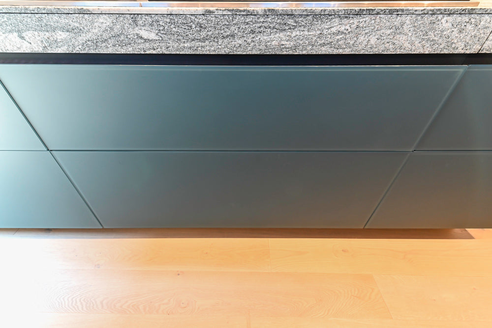 Valcucine Venture: Green Tea Glass Modern Kitchen with Island & Luxe Appliances