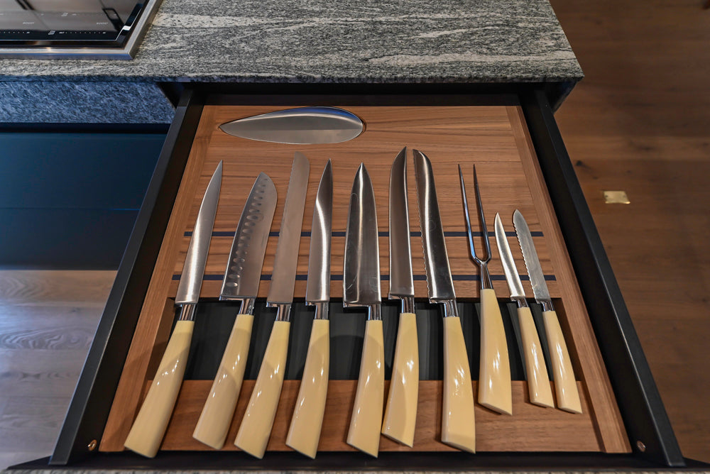 Valcucine Venture: Green Tea Glass Modern Kitchen with Island & Luxe Appliances