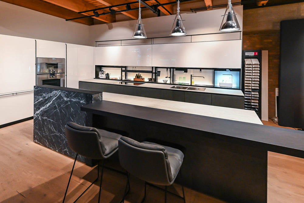 Valcucine Artematica Modern Showroom Kitchen with Island and Gaggenau Appliances